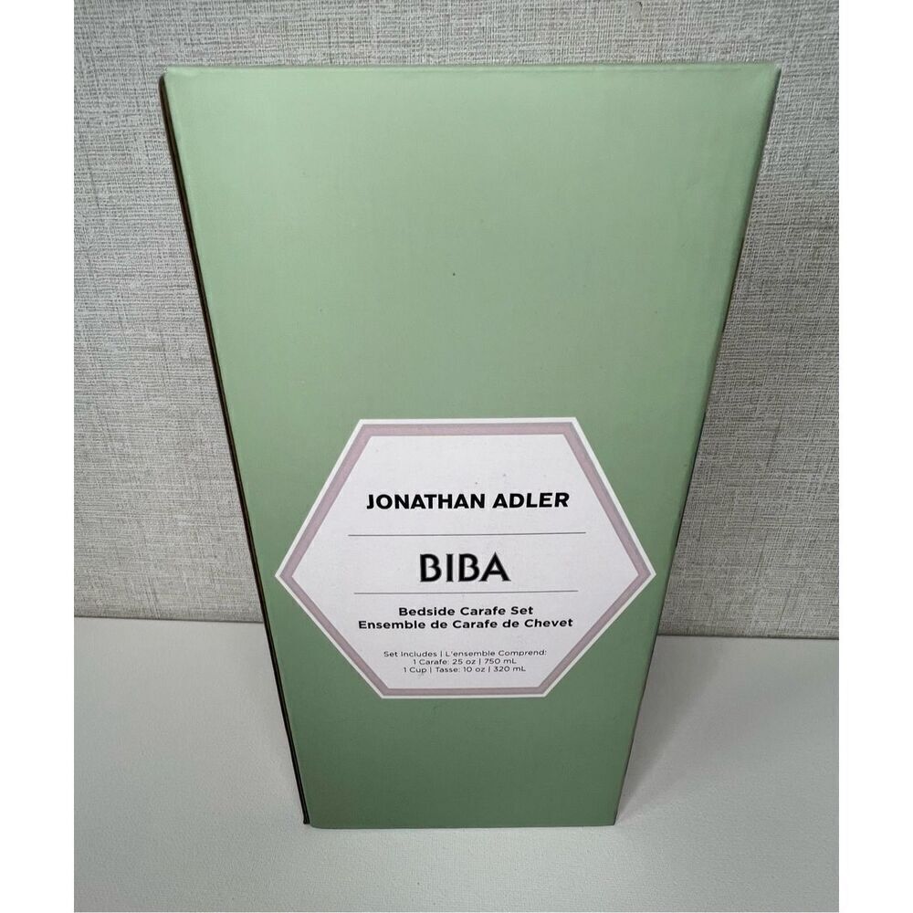 NWT Jonathan Adler Biba Glass Bedside Carafe Set